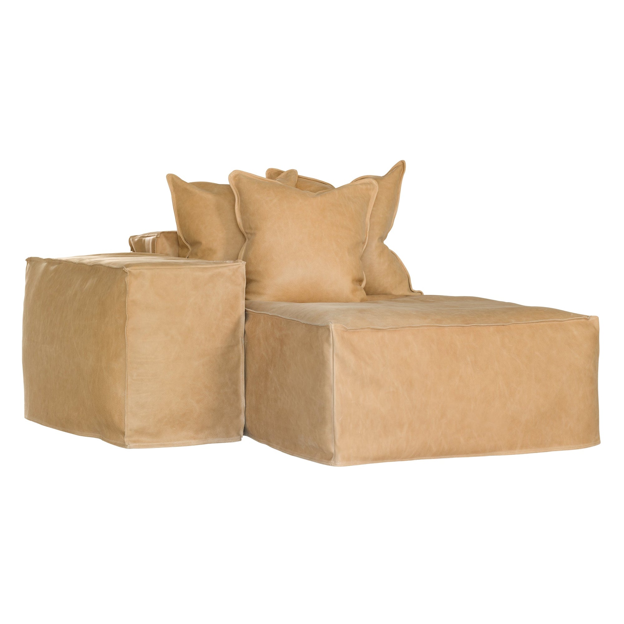 Hendrix Low Rider Sofa | Tan Leather Chaise Left Hand Arm Uniqwa Collections