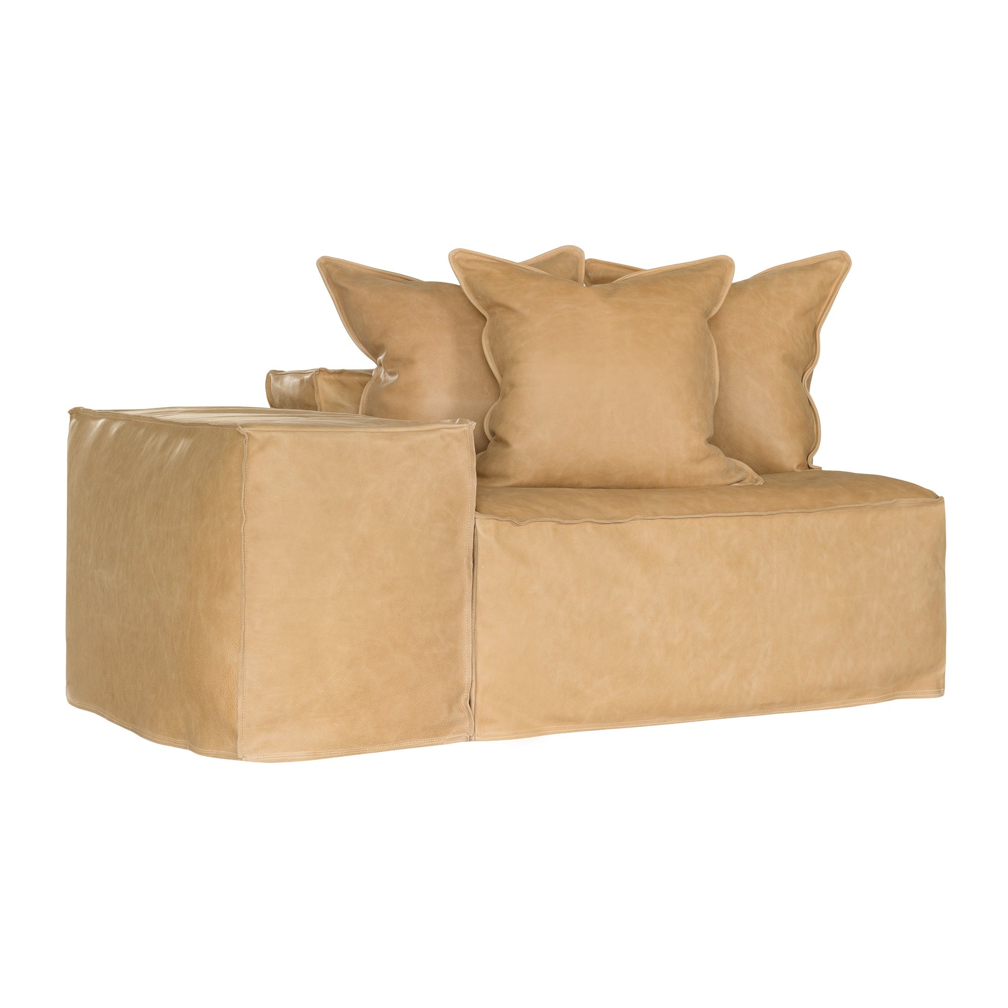 Hendrix Low Rider Sofa | Tan Leather One Seater Left Hand Arm Uniqwa Collections