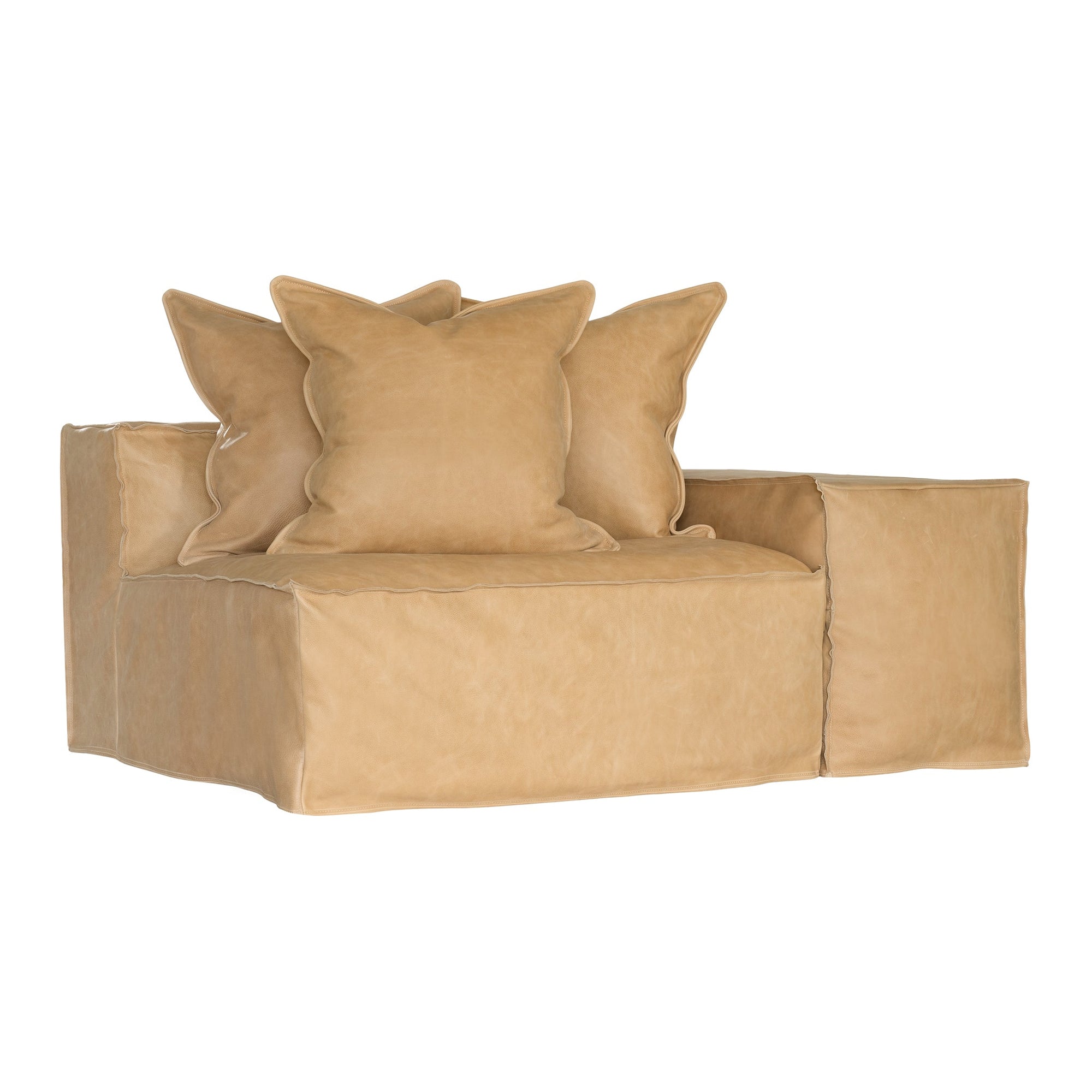 Hendrix Low Rider Sofa | Tan Leather One Seater Right Hand Arm Uniqwa Collections