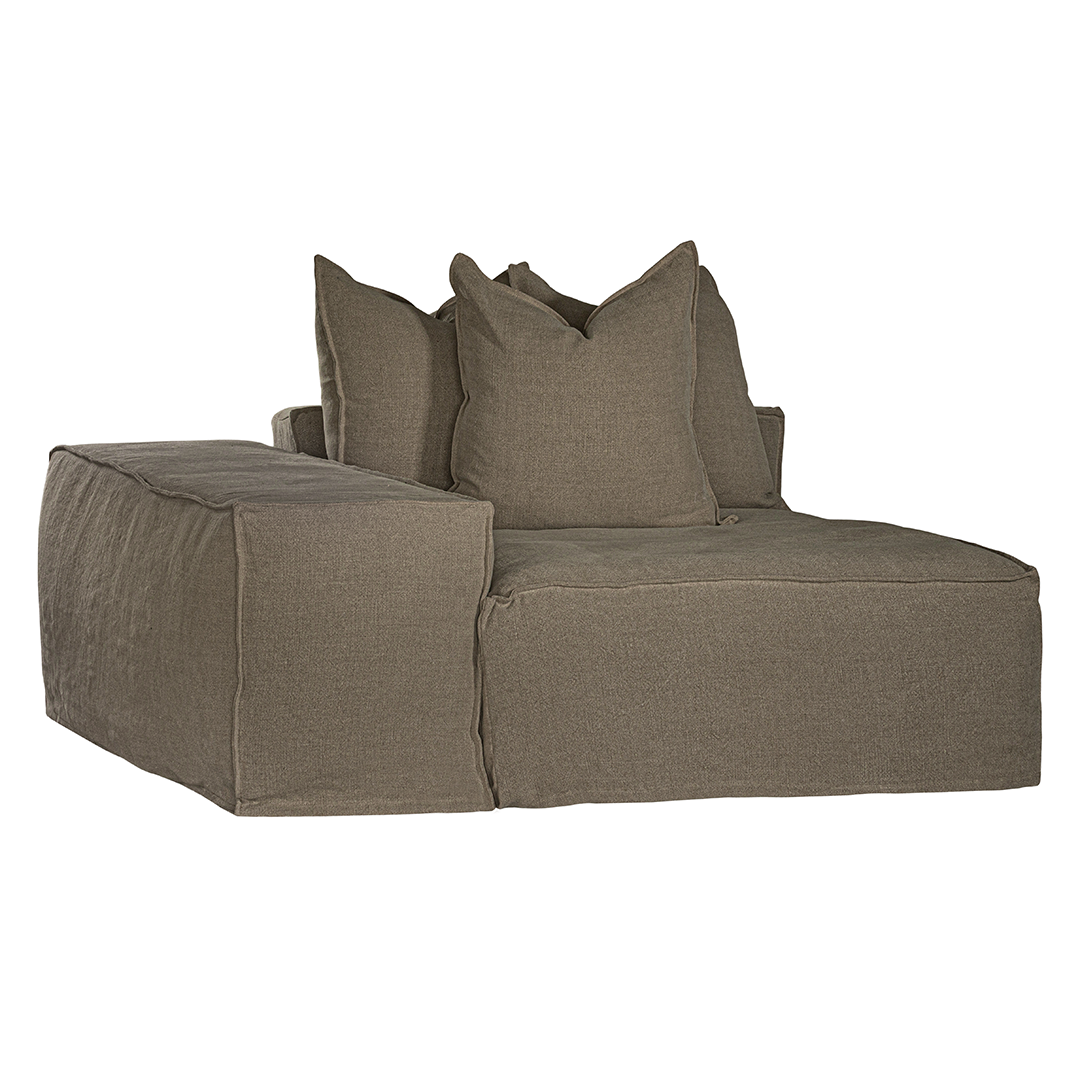 Hendrix Low Rider Sofa | One Seater Left Hand Arm Bark Classic Stitching Uniqwa Collections