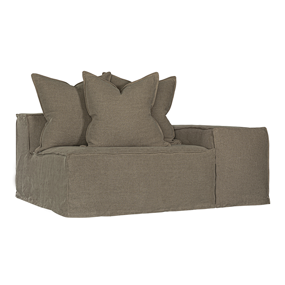 Hendrix Low Rider Sofa | One Seater Right Hand Arm Bark Classic Stitching Uniqwa Collections
