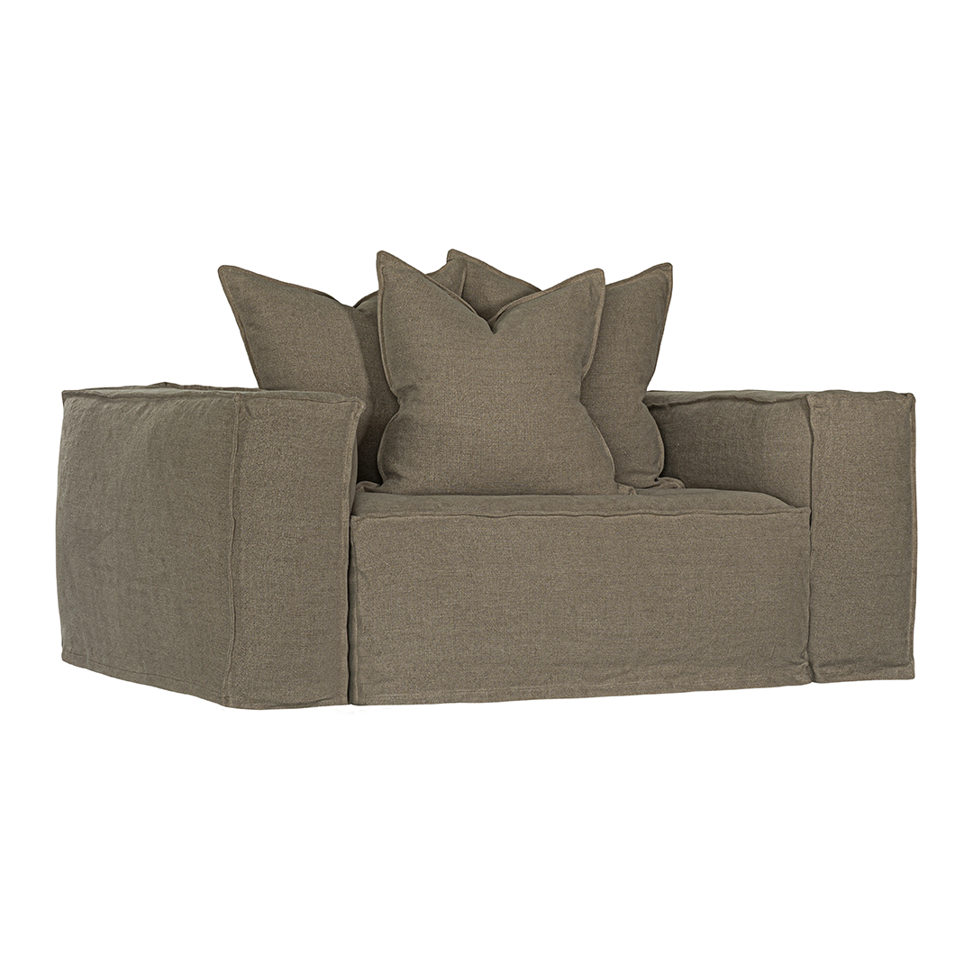 Hendrix Sofa | One Seater Bark Classic Stitching Uniqwa Collections