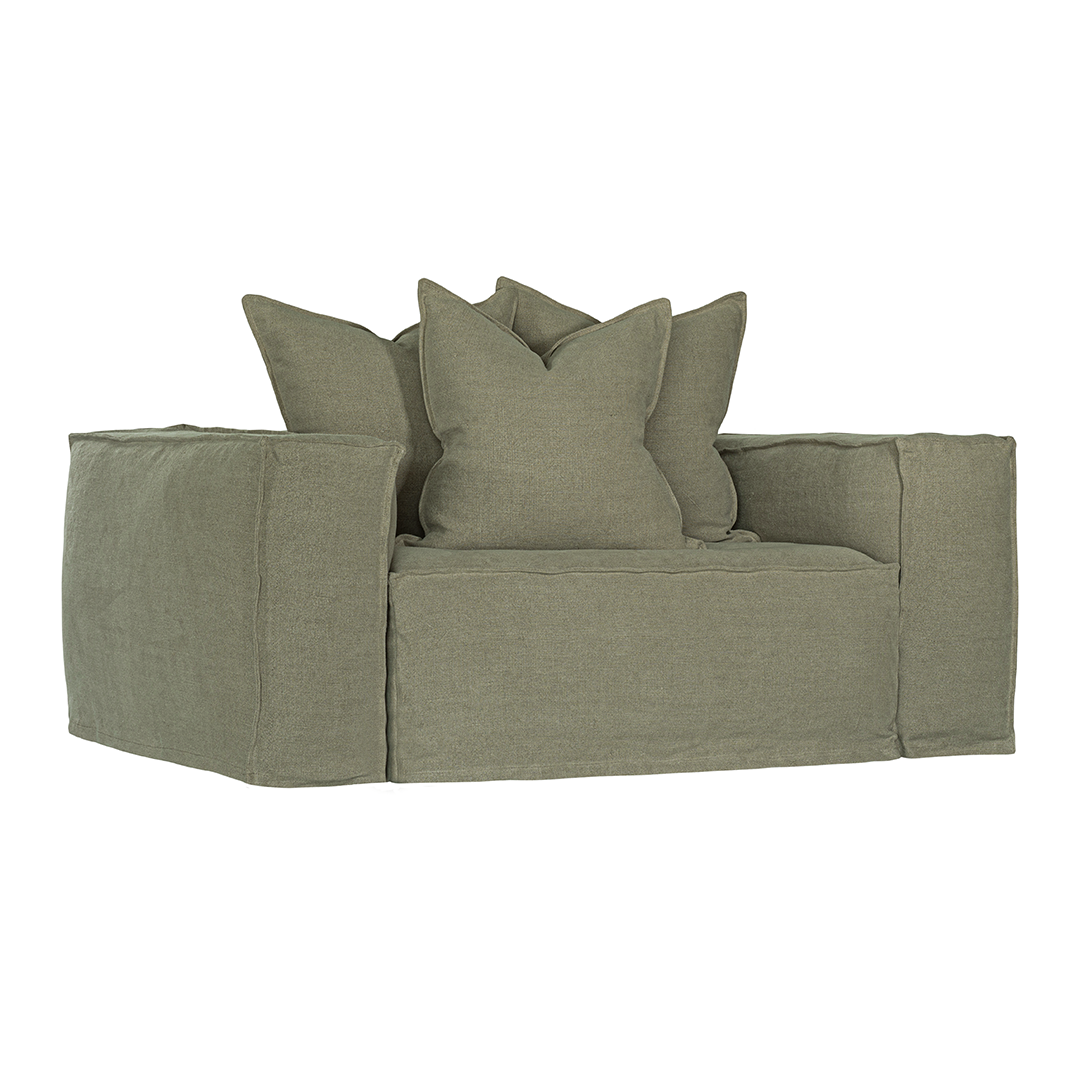 Hendrix Sofa | One Seater Bay Leaf Classic Stitching Uniqwa Collections