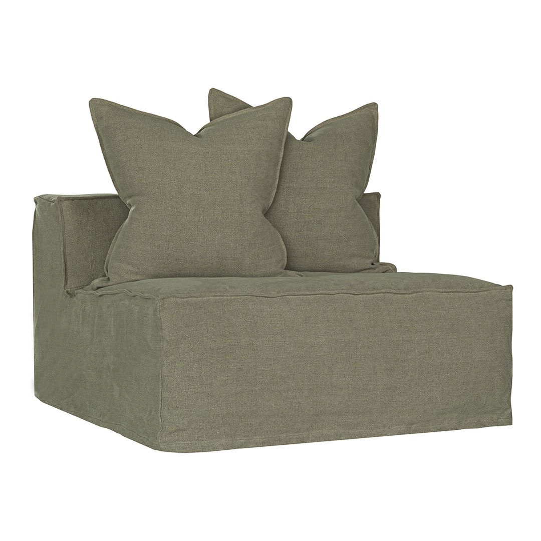 Hendrix Sofa | Single Seat Bay Leaf Classic Stitching Uniqwa Collections