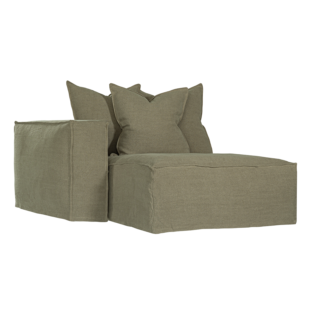 Hendrix Sofa | Chaise Left Hand Arm Bay Leaf Classic Stitching Uniqwa Collections