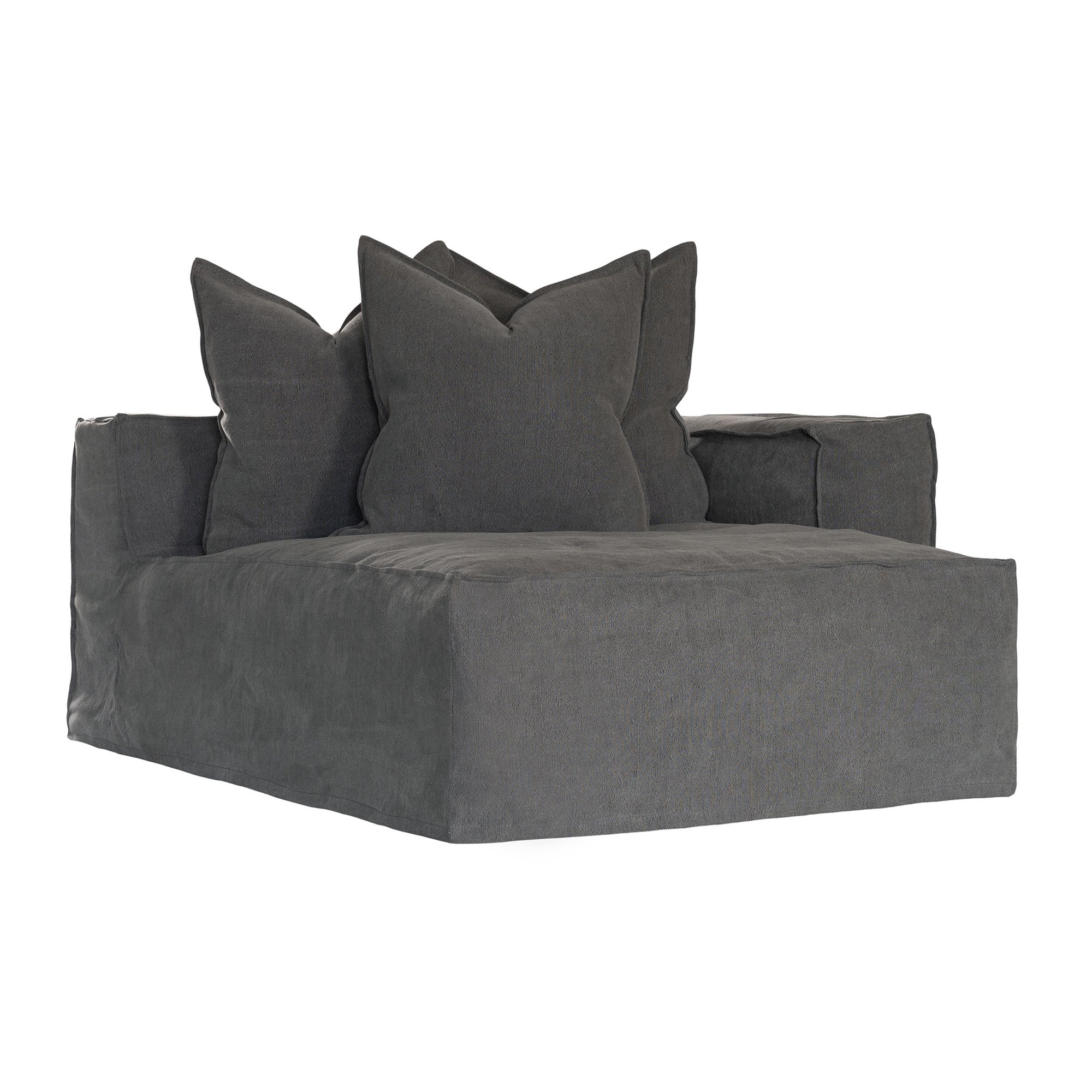 Hendrix Sofa Chaise | Right Hand Arm Charcoal Classic Stitching Uniqwa Collections
