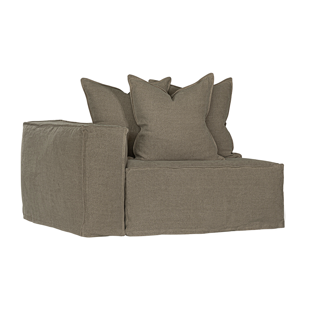 Hendrix Sofa One Seater | Left Hand Arm Bark Classic Stitiching Uniqwa Collections