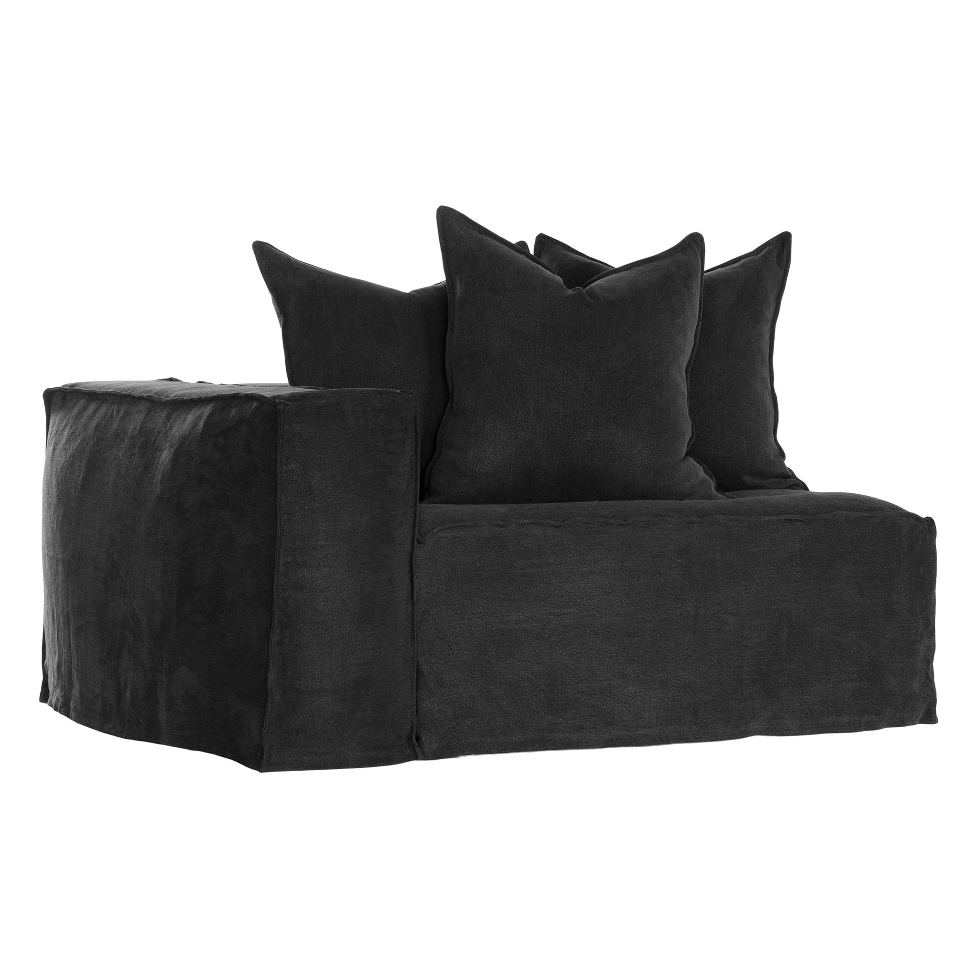 Hendrix Sofa One Seater | Left Hand Arm Black Classic Stitiching Uniqwa Collections