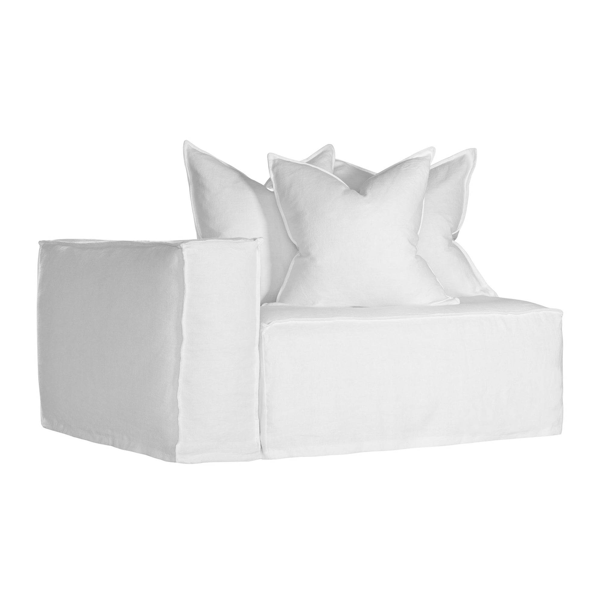 Hendrix Sofa One Seater | Left Hand Arm White Classic Stitiching Uniqwa Collections