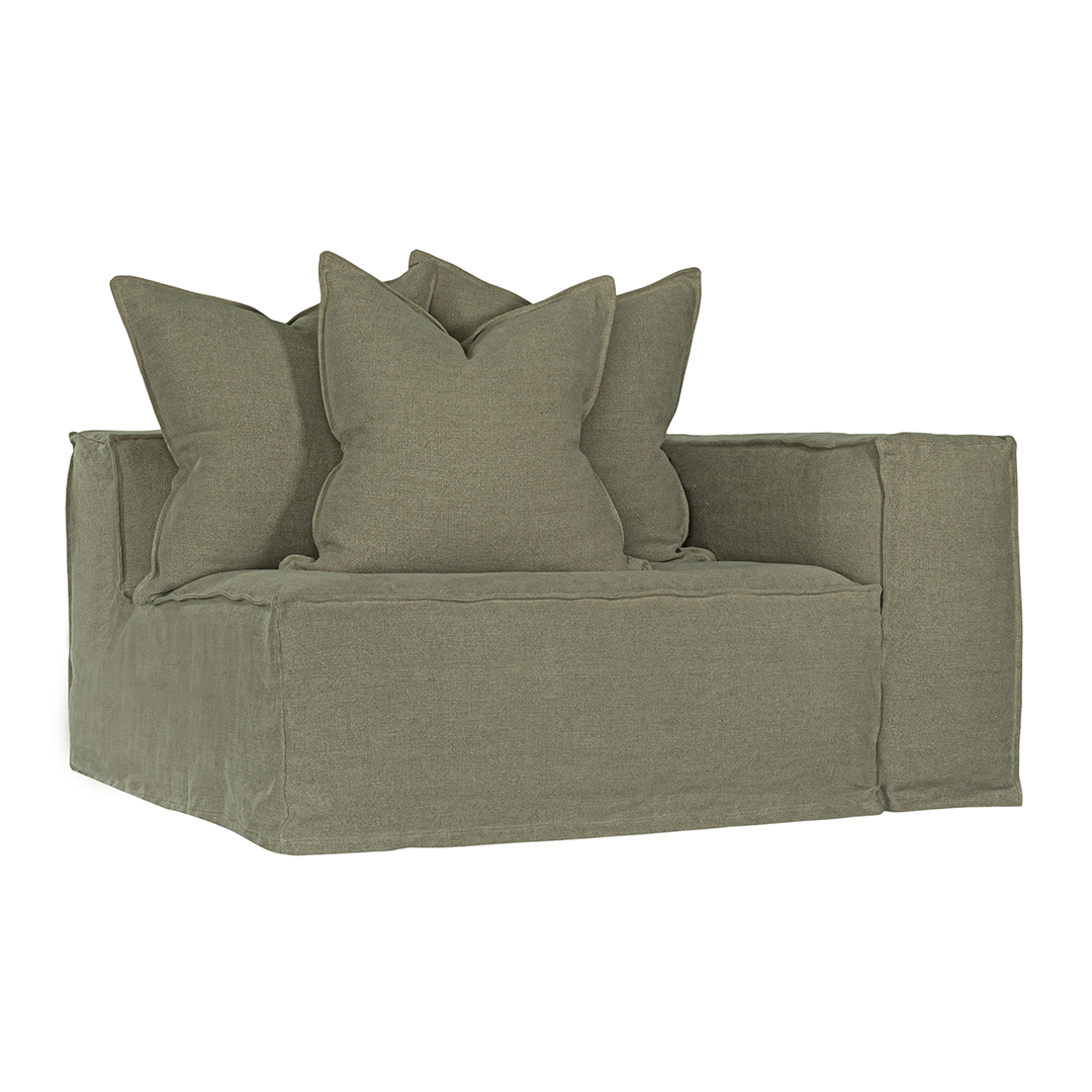 Hendrix Sofa One Seater Right Hand Arm Bay Leaf Classic Stitching Uniqwa Collections