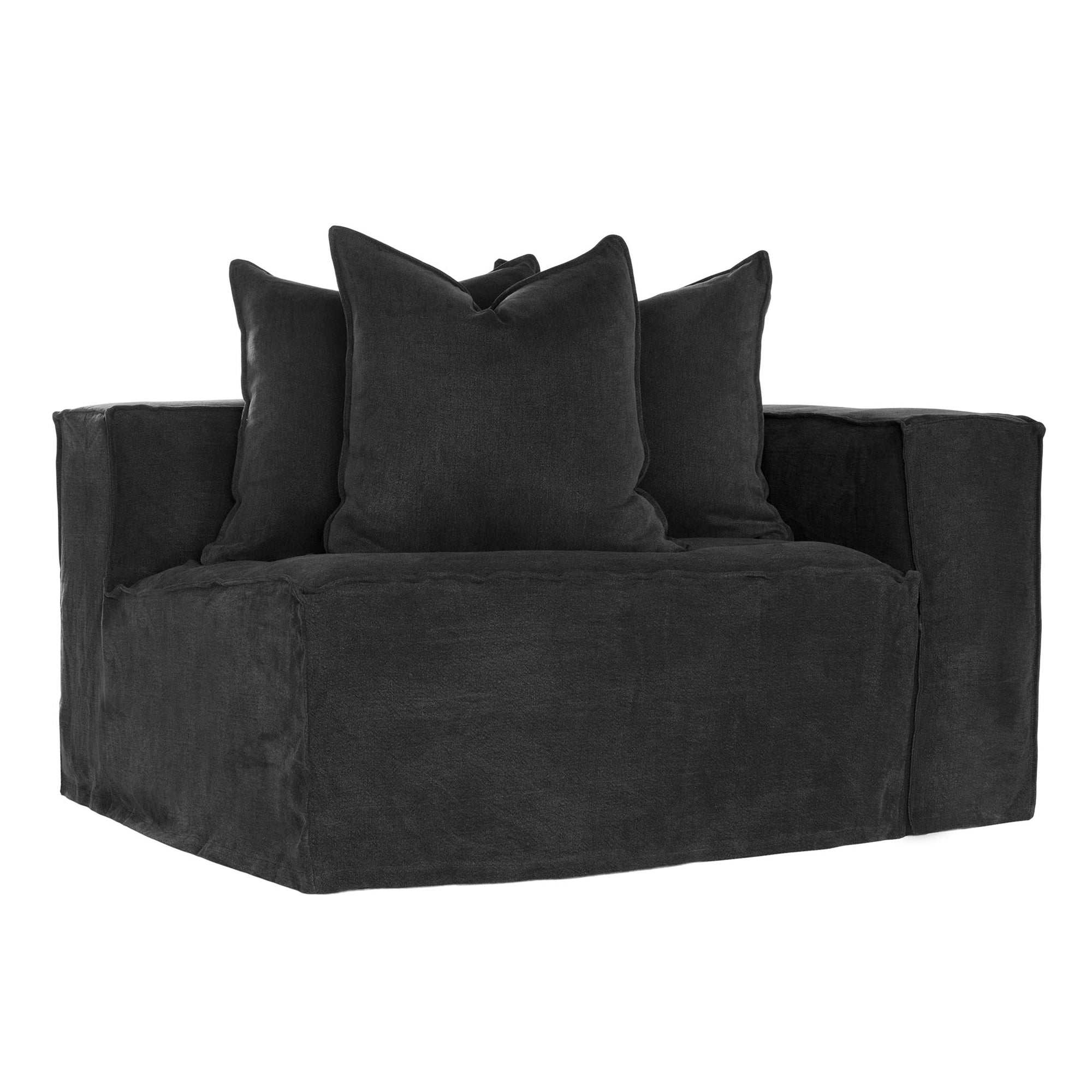 Hendrix Sofa One Seater Right Hand Arm Black Classic Stitching Uniqwa Collections