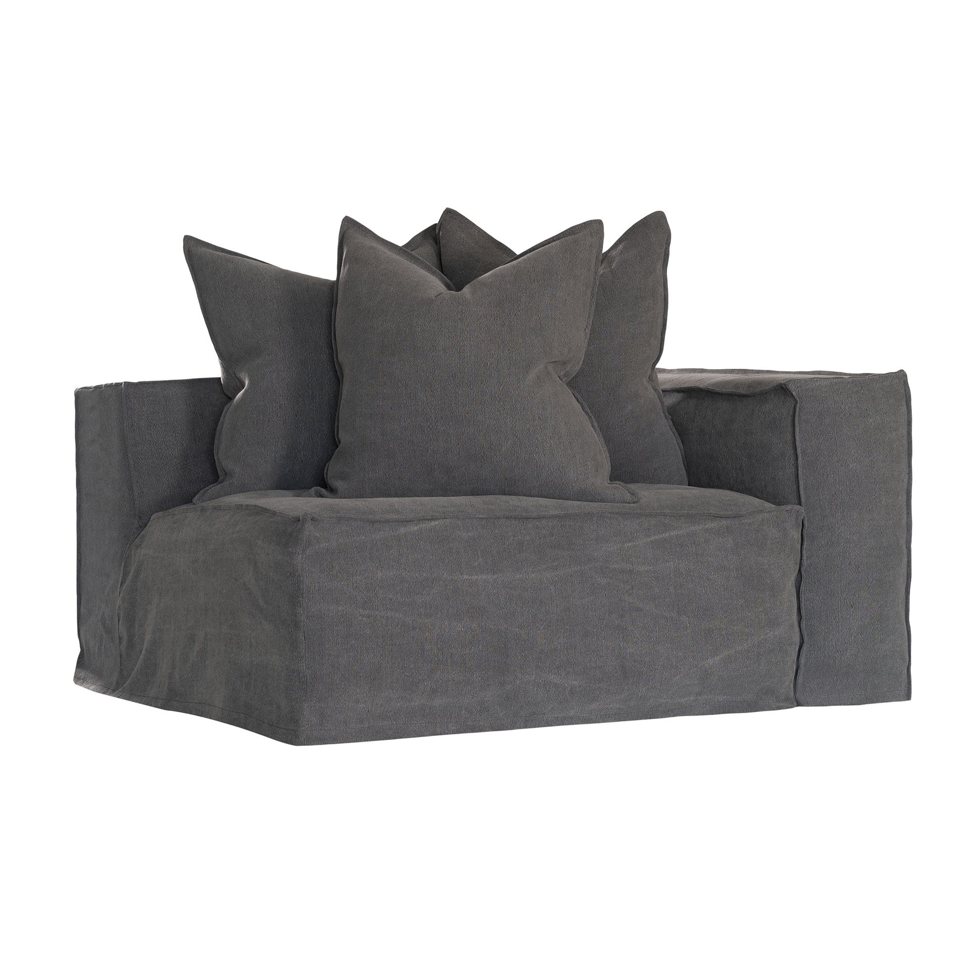 Hendrix Sofa One Seater Right Hand Arm Charcoal Classic Stitching Uniqwa Collections