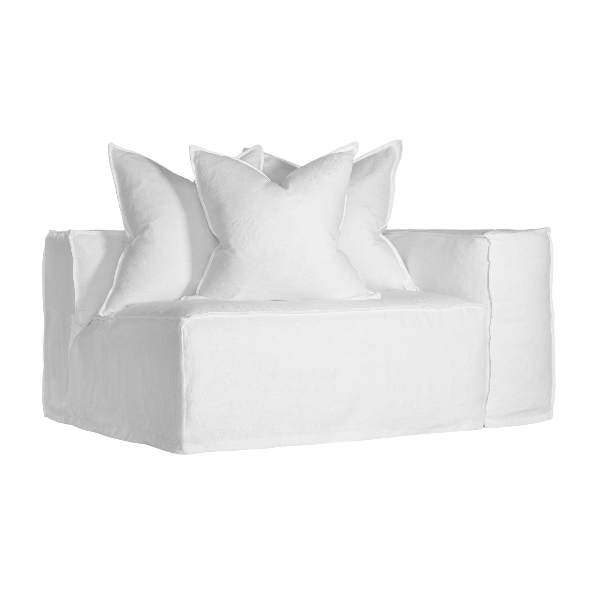 Hendrix Sofa One Seater Right Hand Arm White Classic Stitching Uniqwa Collections