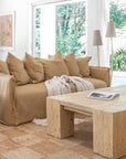 Mallorca Three Seater Leather Slipcover Sofa | Cashew Uniqwa Collections