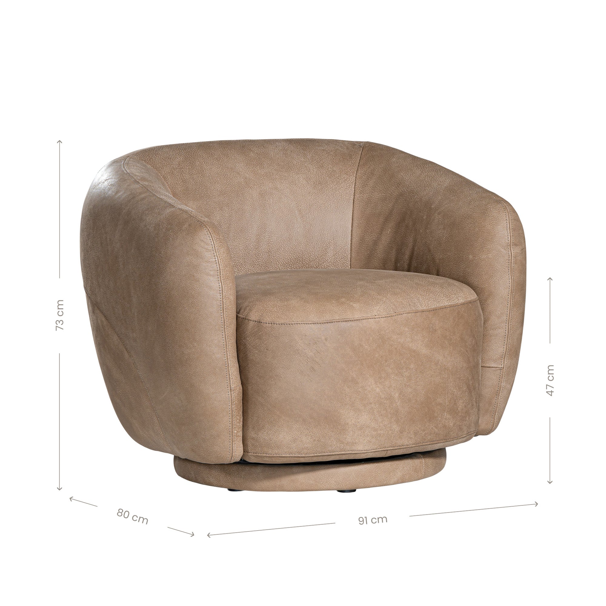 Lucca Swivel Chair | Buffalo Leather | Enoki Brown Uniqwa Collections