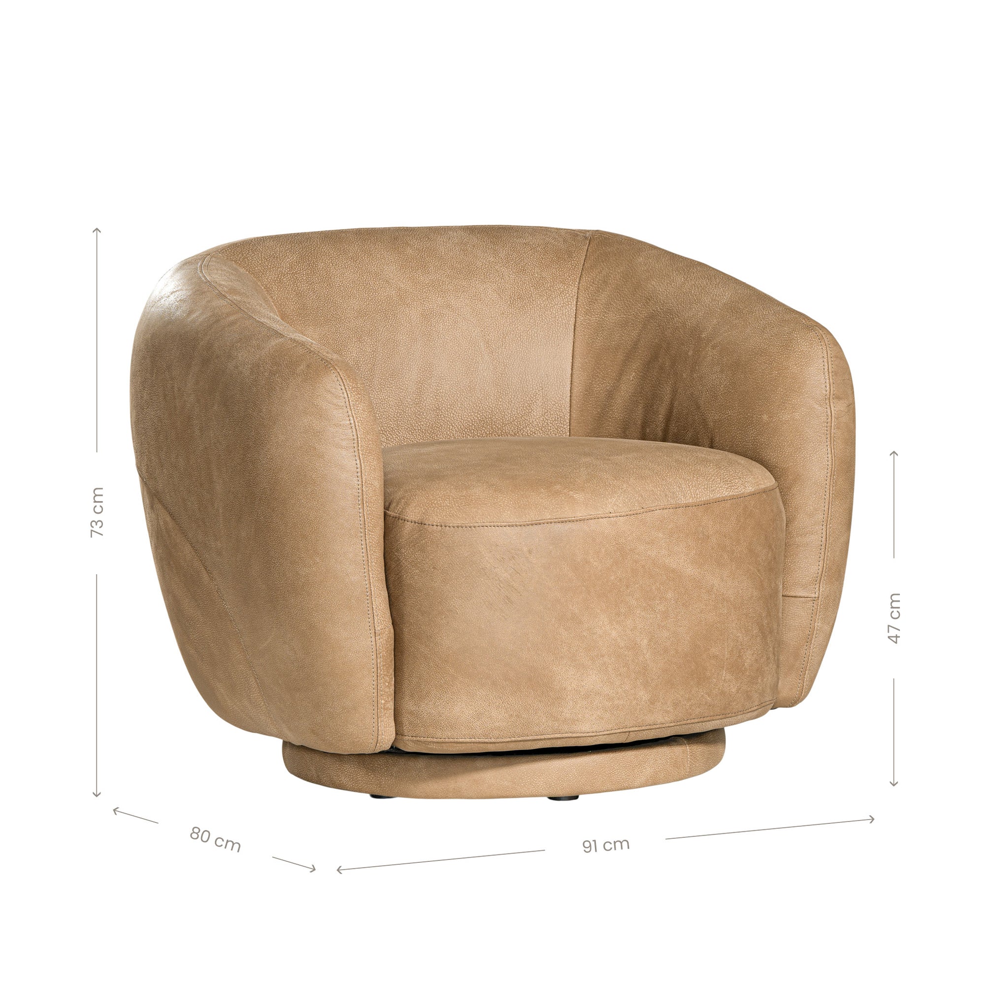 Lucca Swivel Chair | Buffalo Leather | Savannah Nut Uniqwa Collections