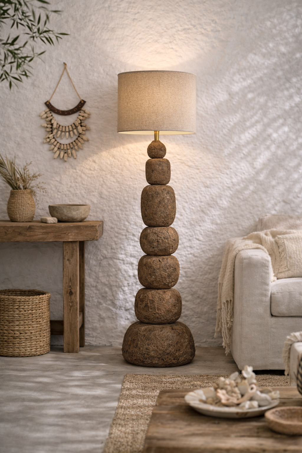 Lulah Floor Lamp | Sculptural Composite | Dark Roast Uniqwa Collections
