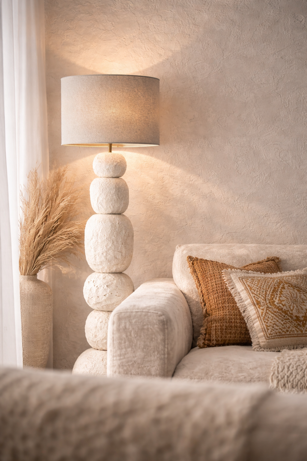 Lulah Floor Light | Sculptural Composite | Light Roast Uniqwa Collections