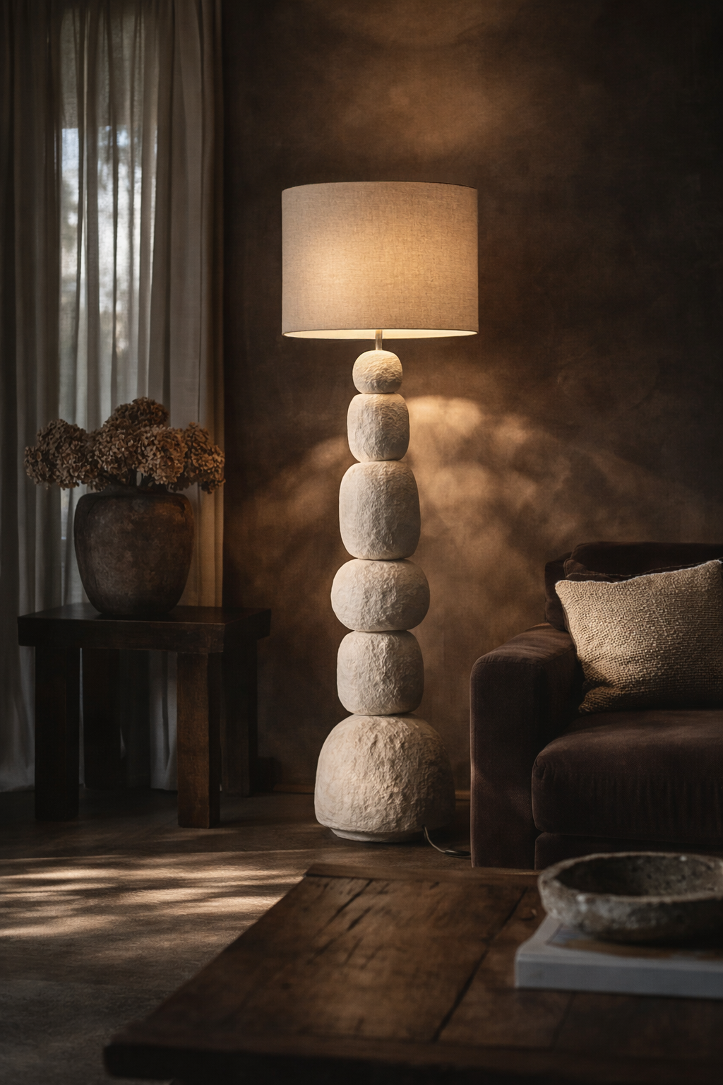 Lulah Floor Light | Sculptural Composite | Light Roast Uniqwa Collections