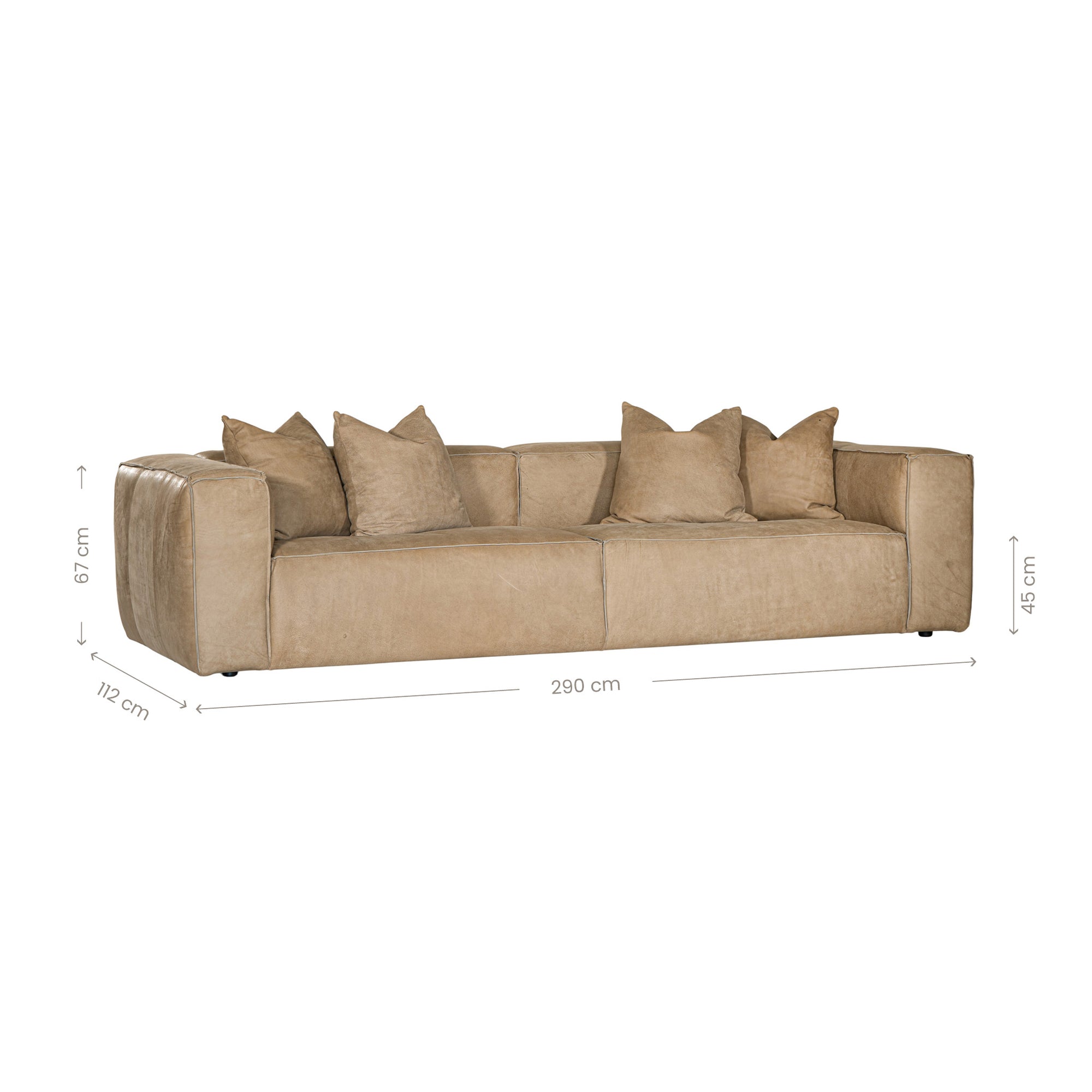 Malta Four Seater Leather Sofa | Cashew Uniqwa Collections
