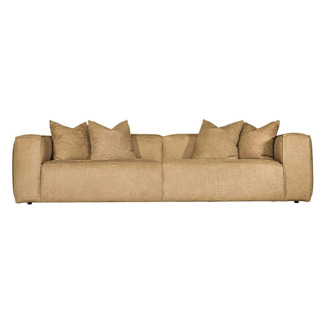 Malta Four Seater Sofa | Aniline Leather | Cashew Uniqwa Collections