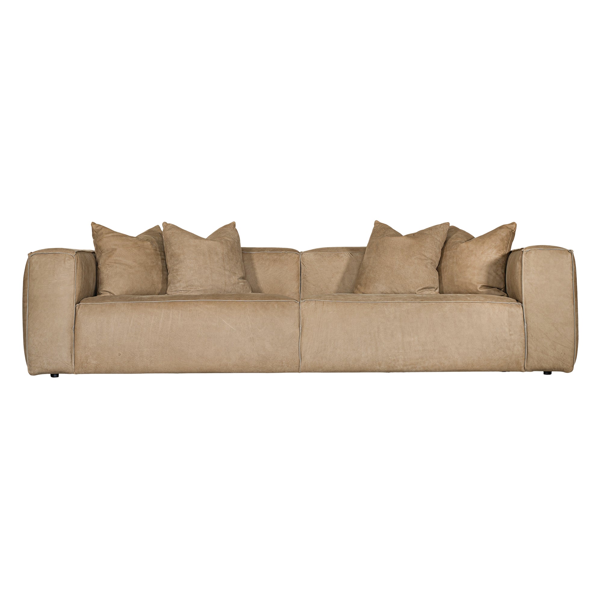 Malta Four Seater Leather Sofa | Cashew Uniqwa Collections
