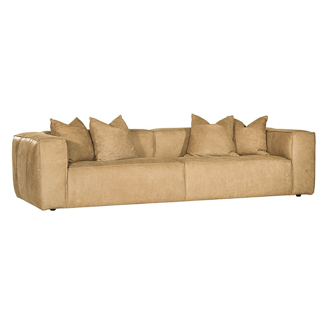 Malta Four Seater Sofa | Aniline Leather | Cashew Uniqwa Collections