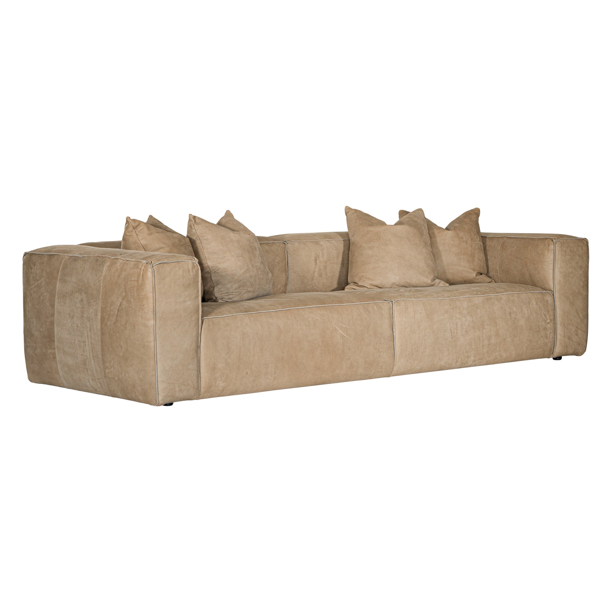 Malta Four Seater Leather Sofa | Cashew Uniqwa Collections