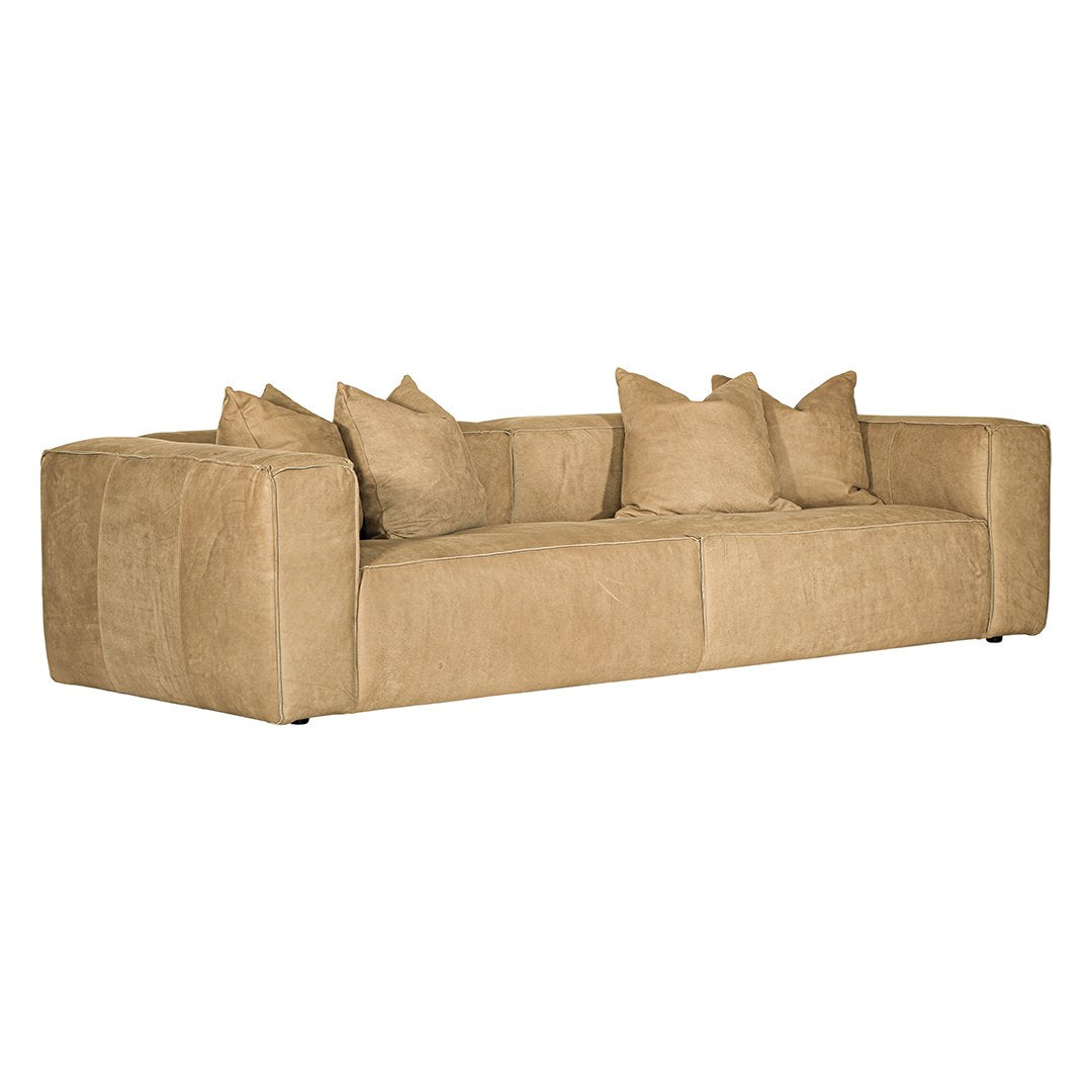 Malta Four Seater Sofa | Aniline Leather | Cashew Uniqwa Collections
