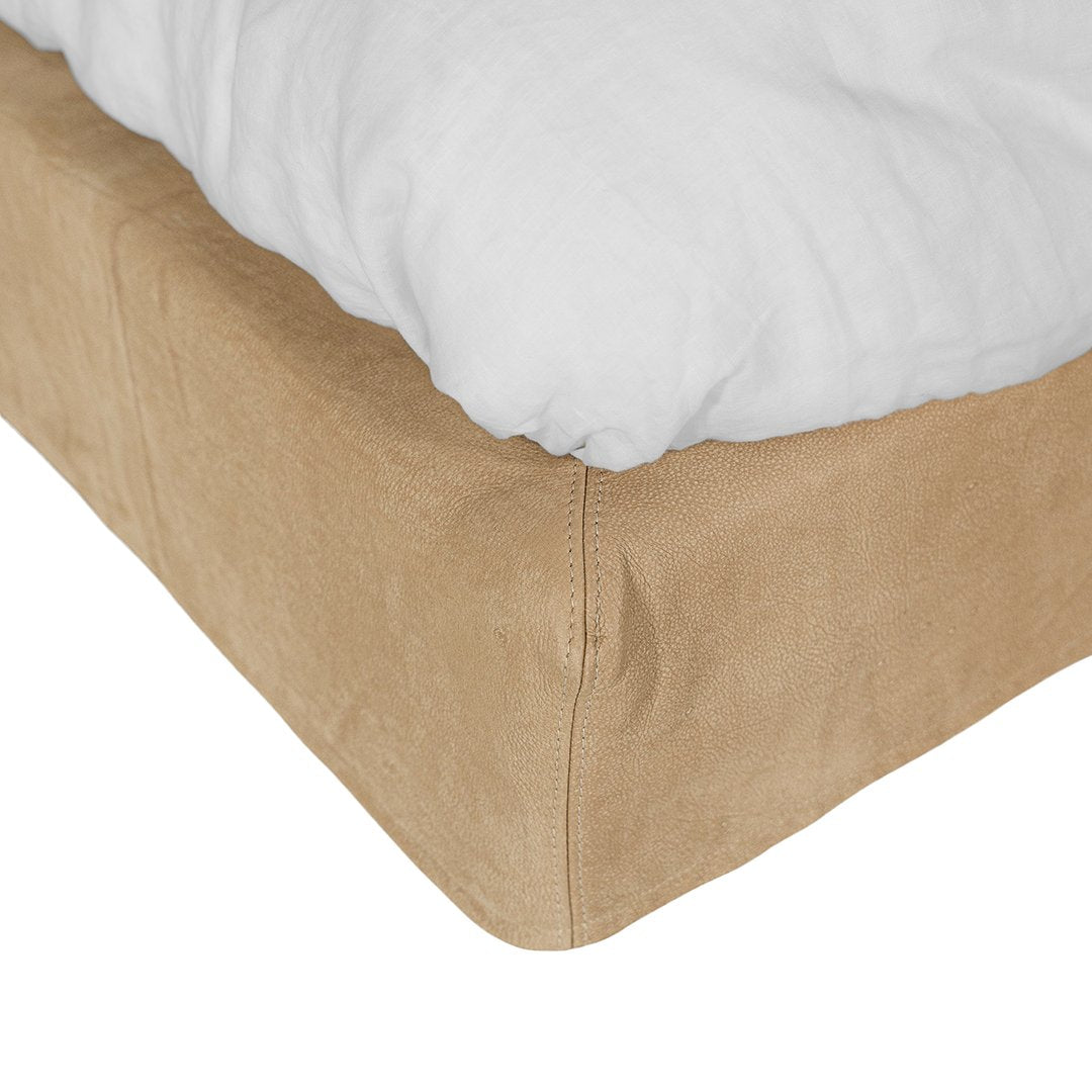 Mallorca Bed | Aniline Leather | Cashew Uniqwa Collections