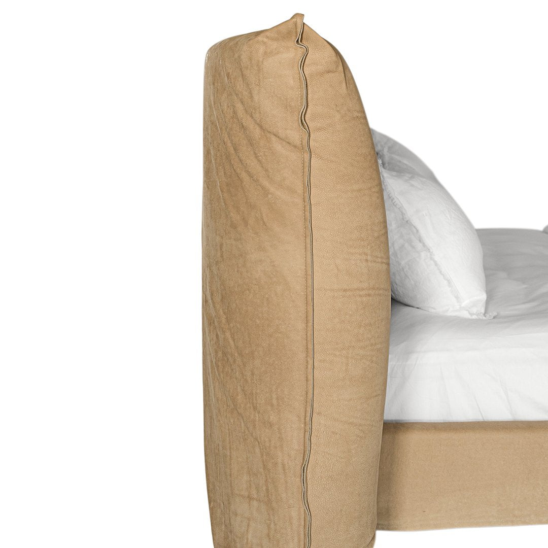 Mallorca Bed | Aniline Leather | Cashew Uniqwa Collections