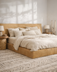Mallorca Bed | Aniline Leather | Cashew Uniqwa Collections