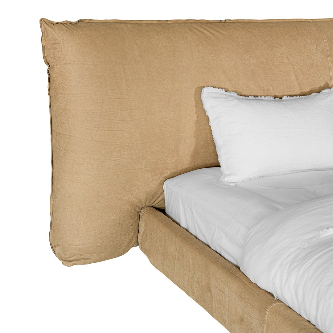 Mallorca Bed | Aniline Leather | Cashew Uniqwa Collections