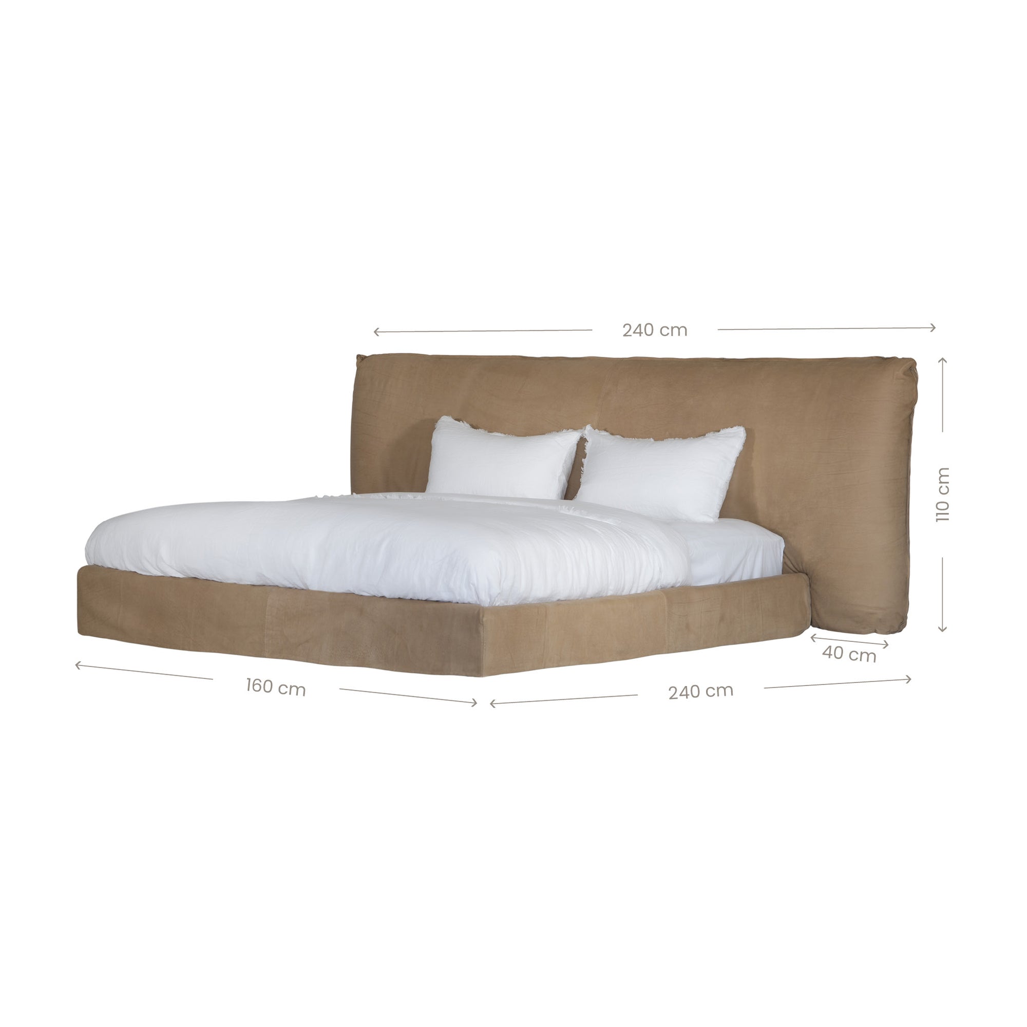 Mallorca Bed | Leather | Enoki Brown Queen Uniqwa Collections