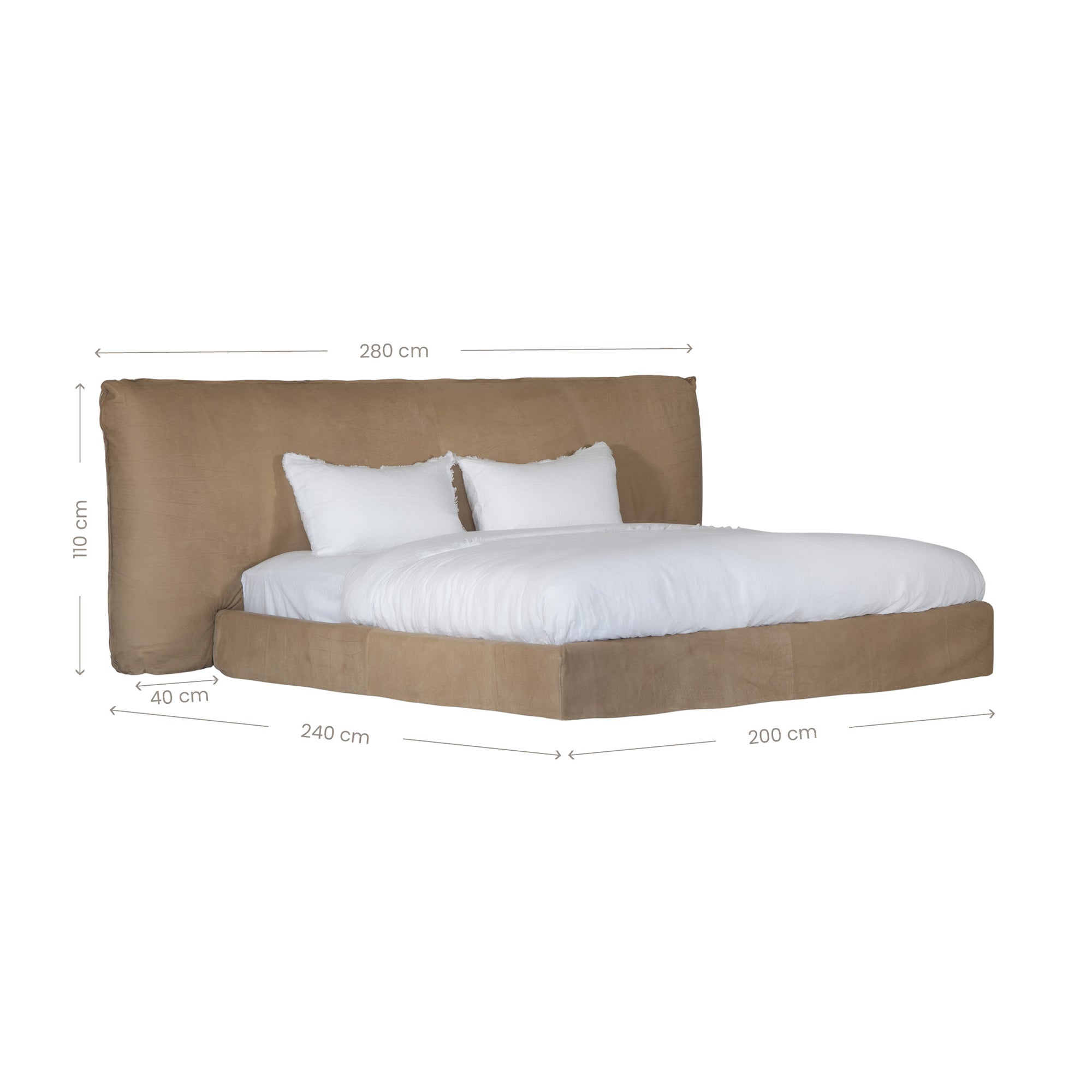 Mallorca Bed | Leather | Enoki Brown King Uniqwa Collections
