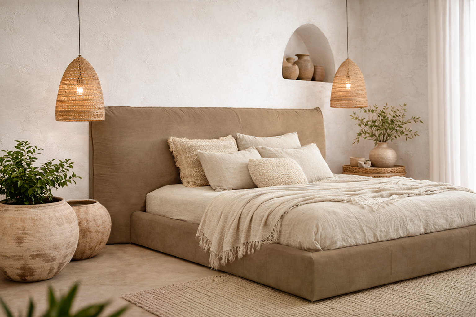 Mallorca Bed | Buffalo Leather | Enoki Brown Uniqwa Collections