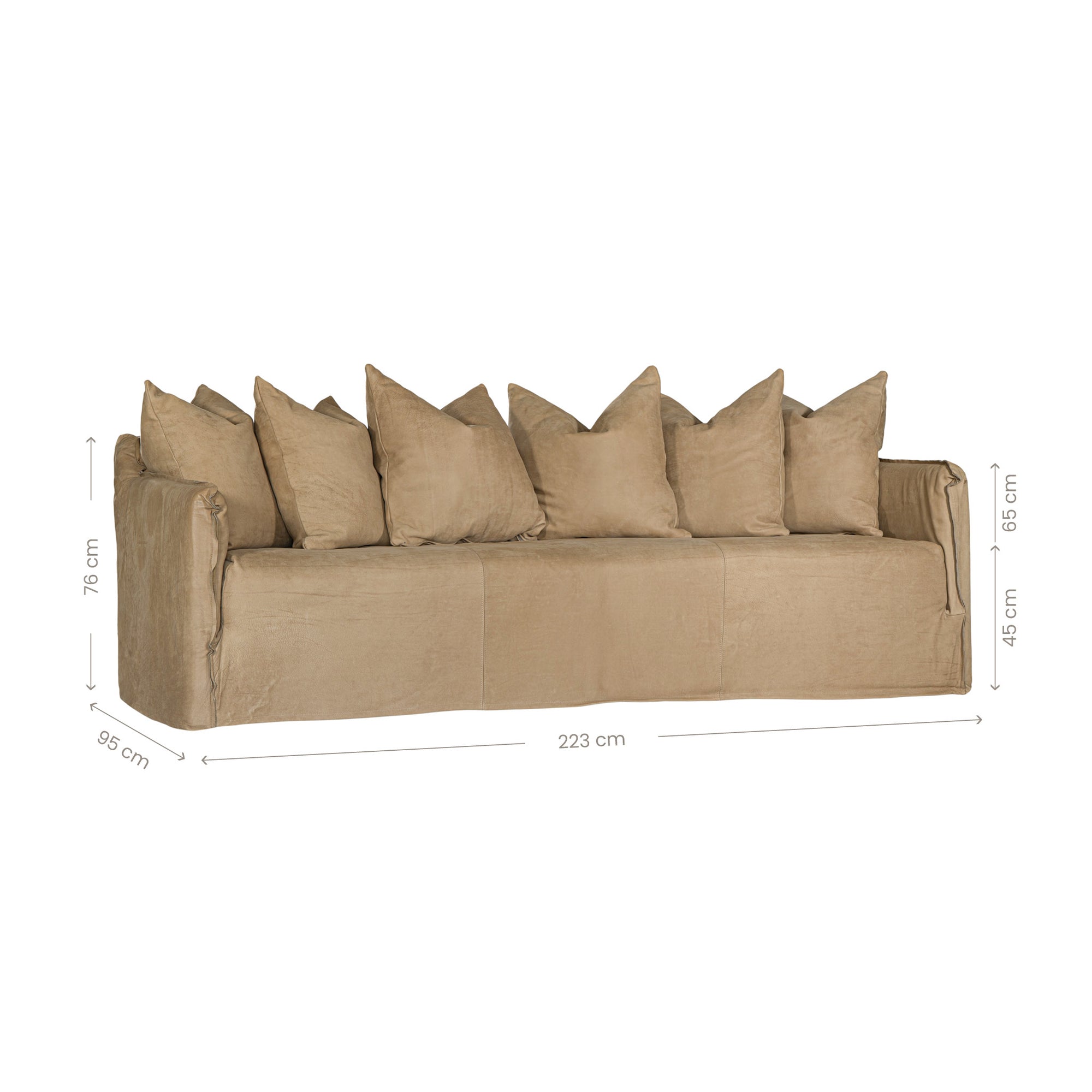 Mallorca Three Seater Leather Slipcover Sofa | Cashew Uniqwa Collections