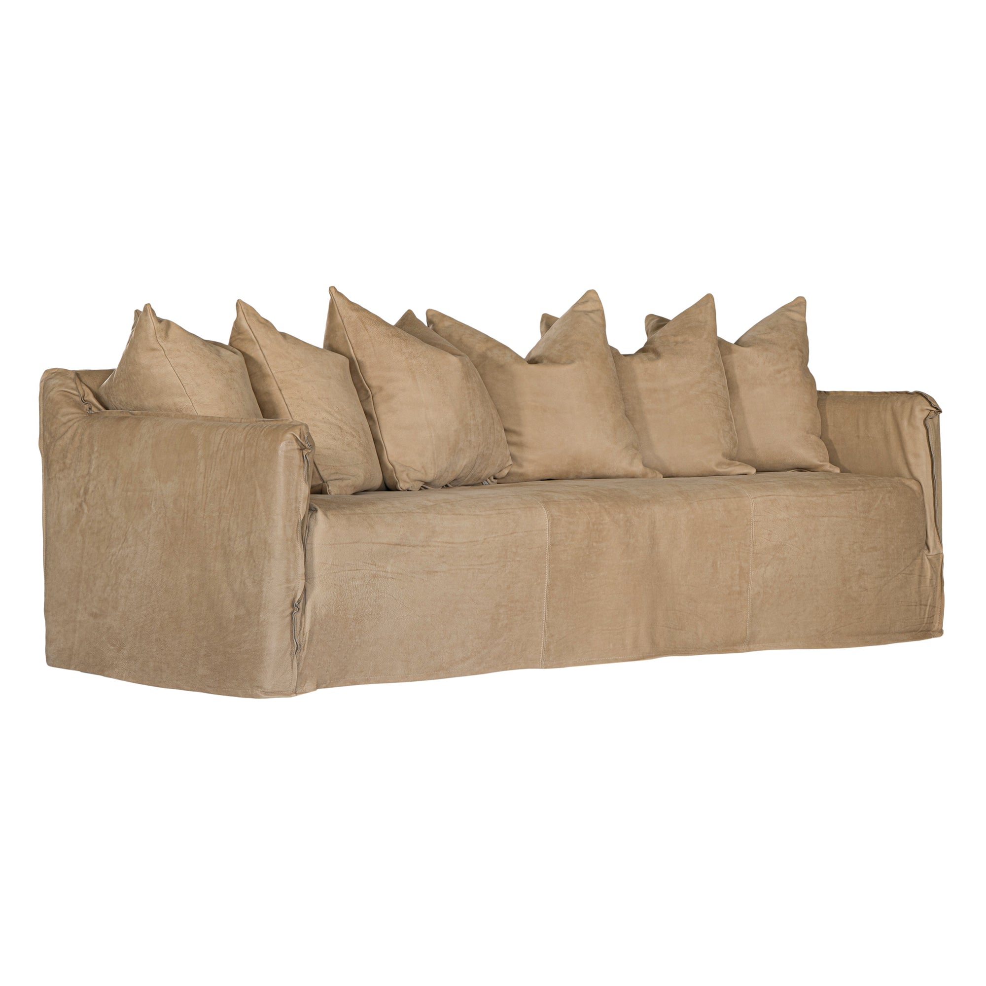 Mallorca Three Seater Leather Slipcover Sofa | Cashew Uniqwa Collections
