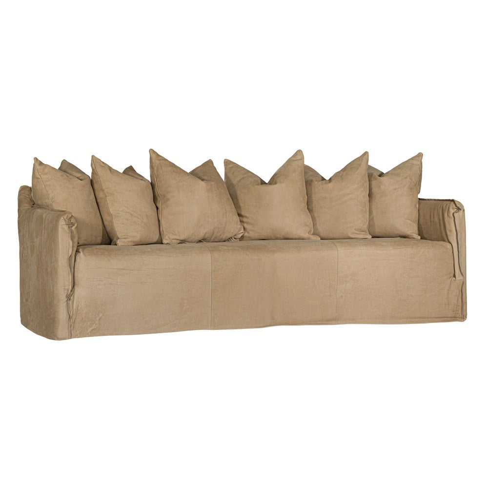 Mallorca Three Seater Leather Slipcover Sofa | Cashew Uniqwa Collections