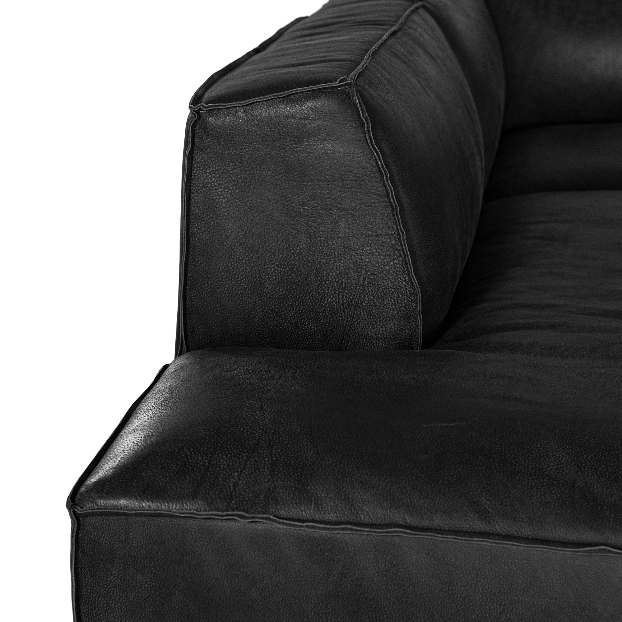 Manson Modular Leather Sofa | Black Left Hand Side Chaise Uniqwa Collections