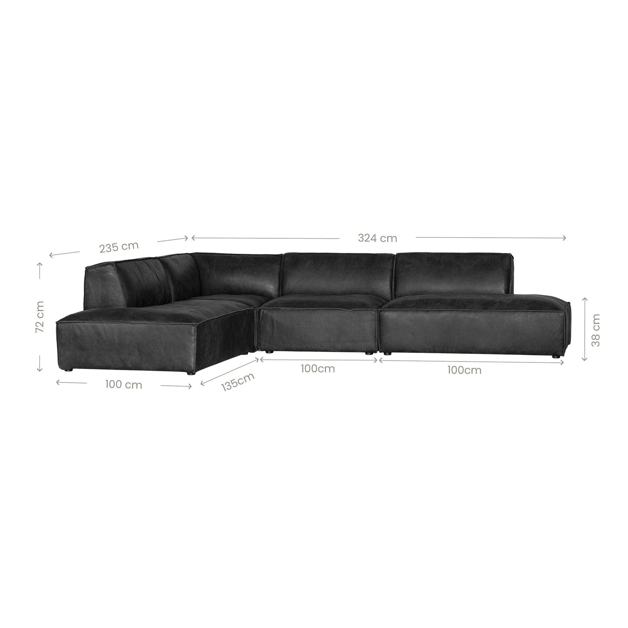 Manson Modular Leather Sofa | Black Uniqwa Collections
