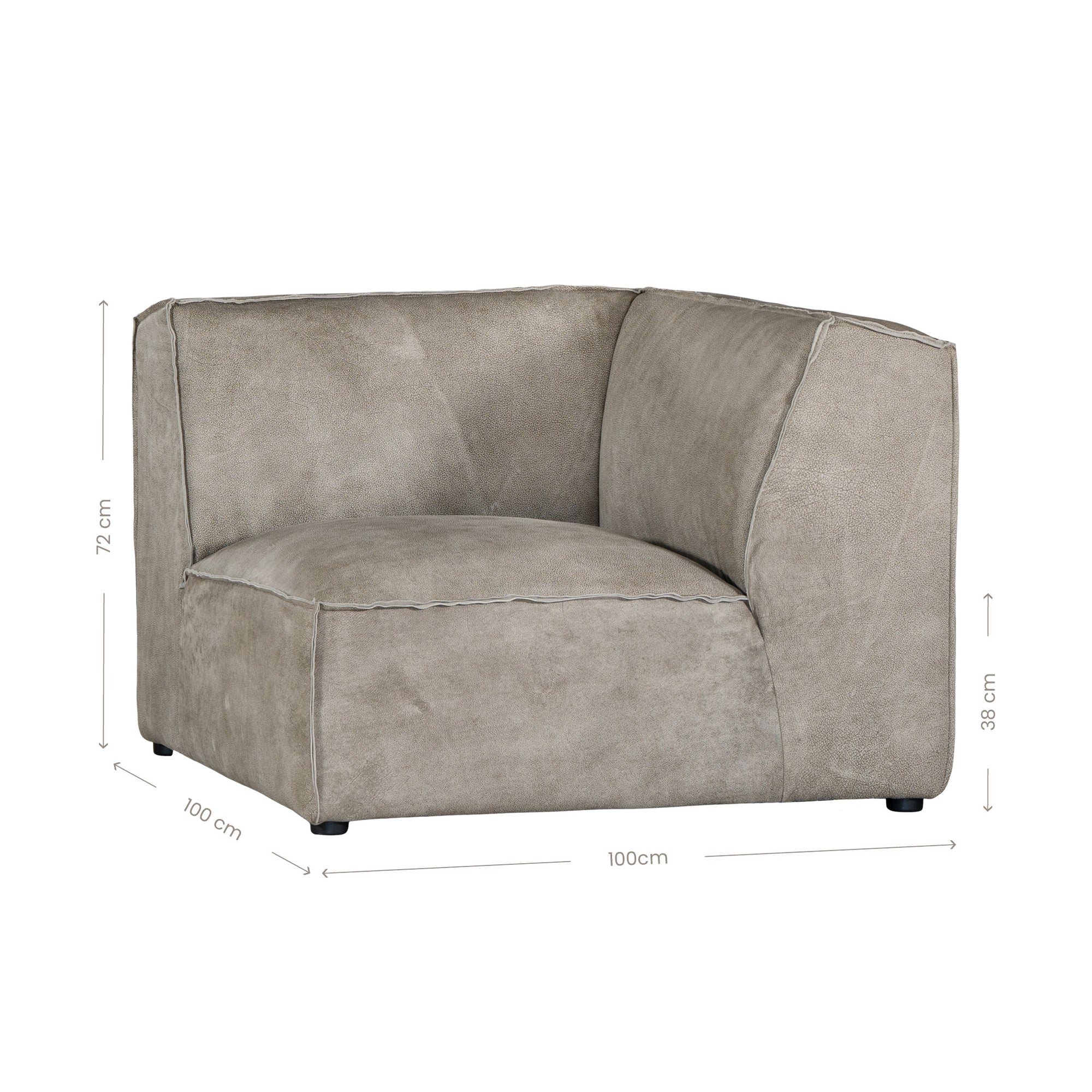 Manson Buffalo Leather Sofa | Earthy Grey Uniqwa Collections