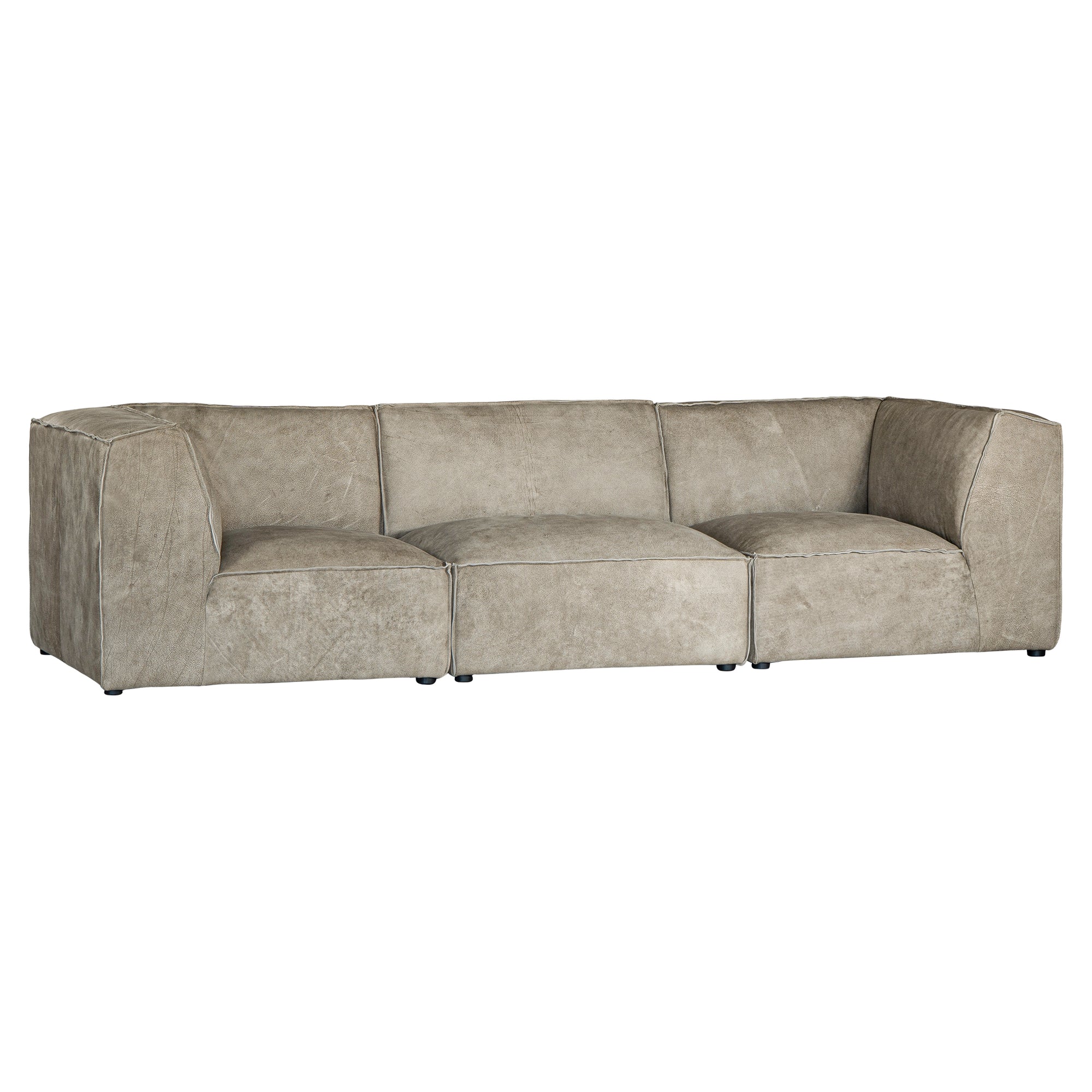 Manson Buffalo Leather Sofa | Earthy Grey Uniqwa Collections