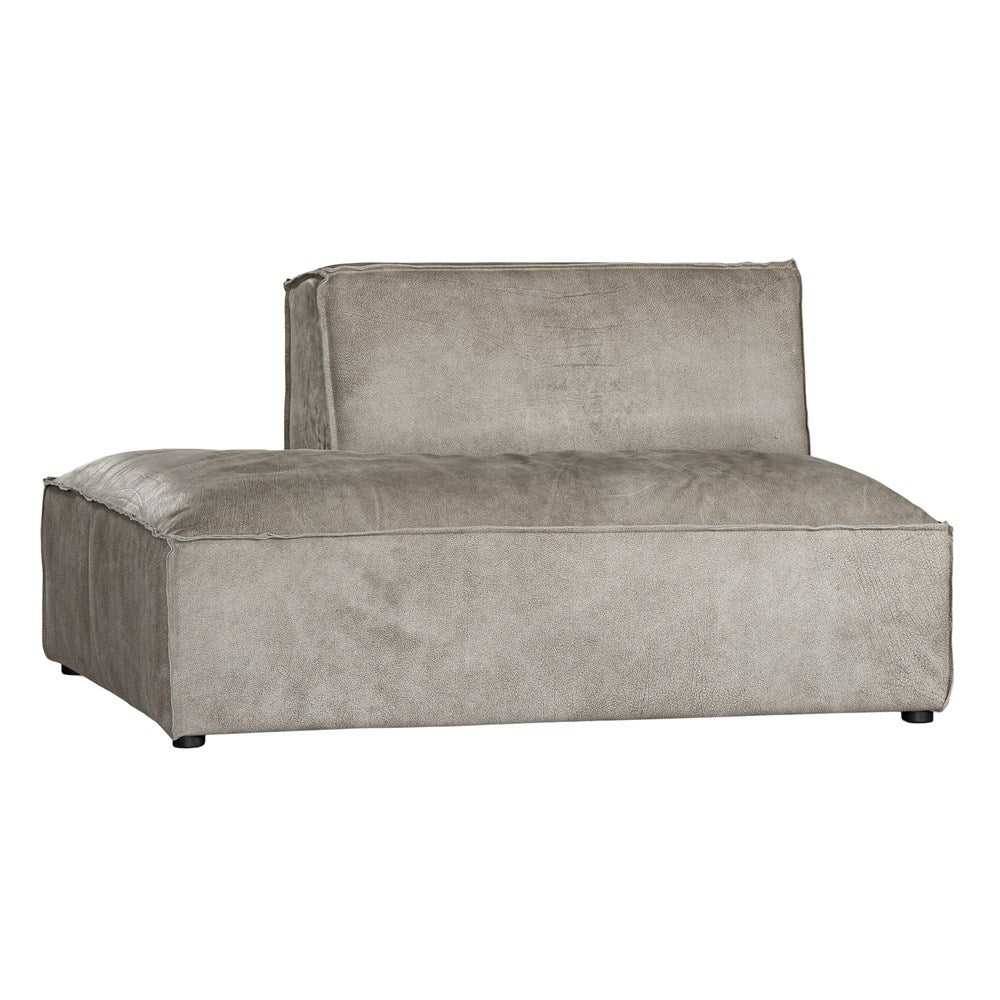Manson Buffalo Leather Sofa | Earthy Grey Left Side Chaise Uniqwa Collections