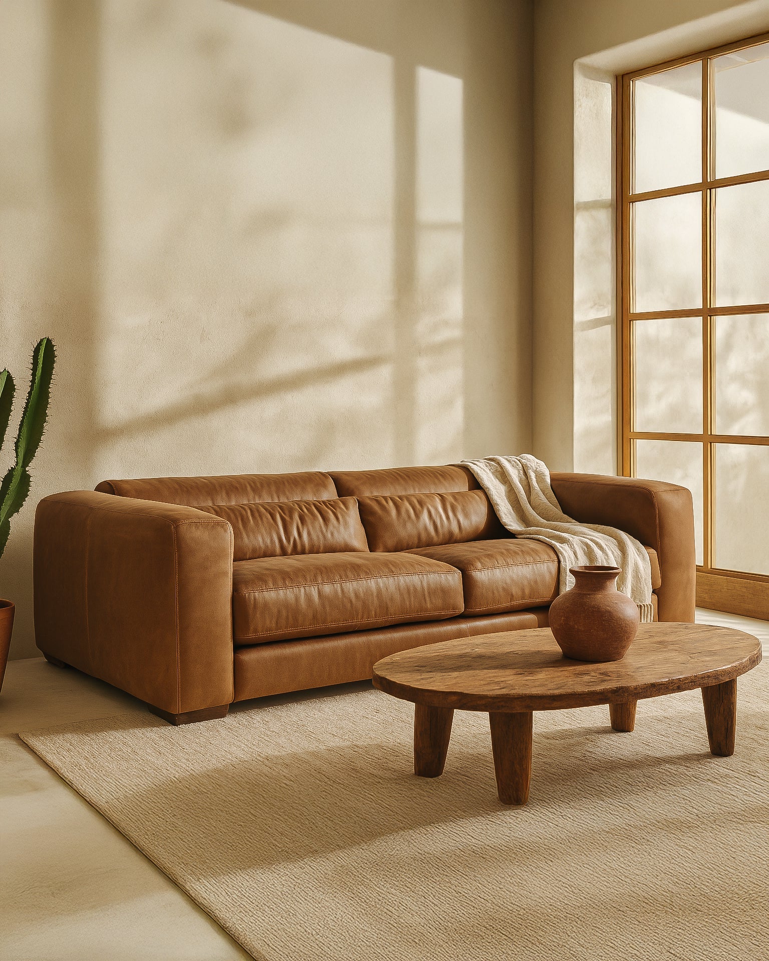 Mukuru Sofa | Three Seater | Leather | Cognac Uniqwa Collections