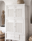 Bamboo Tall Cabinet | White Uniqwa Collections