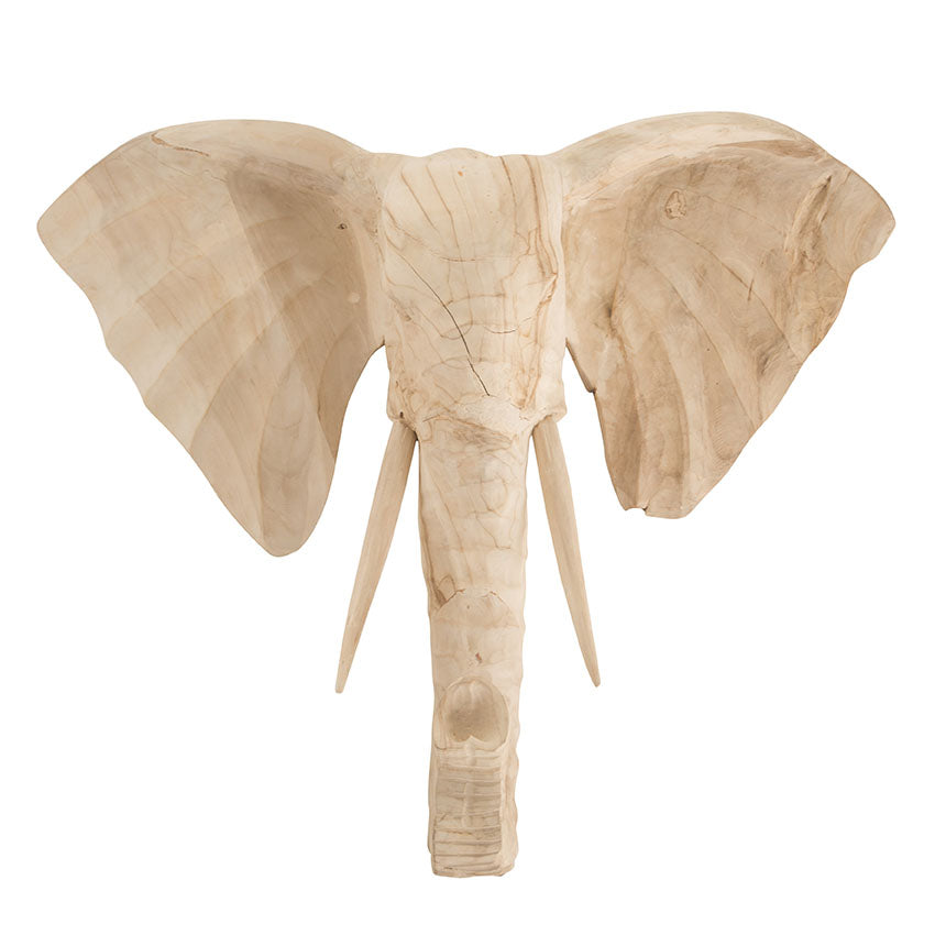 Carved Elephant Wall Art | Bleached - Uniqwa Collections wholesale furniture suppliers for interior designers australia