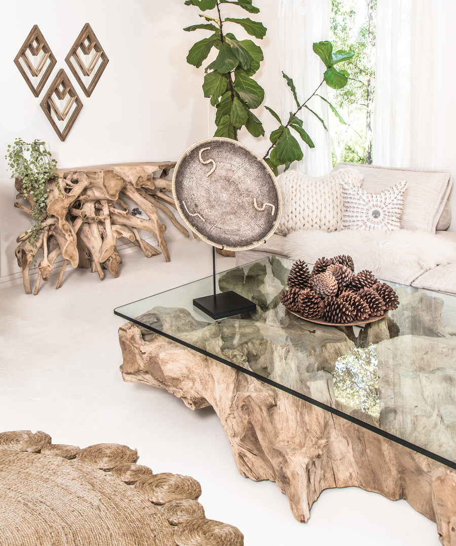 Teak Root Console Table | Bleached