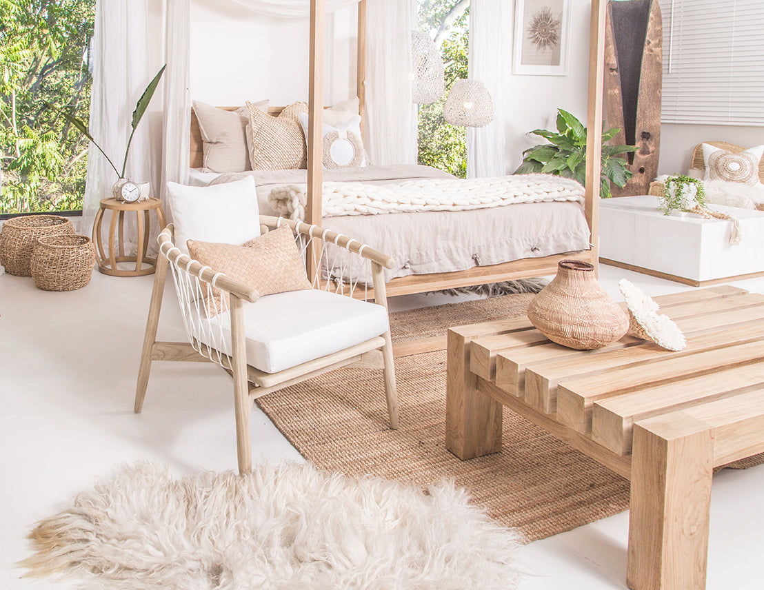 Strand Four Poster Bed | Natural Uniqwa Collections