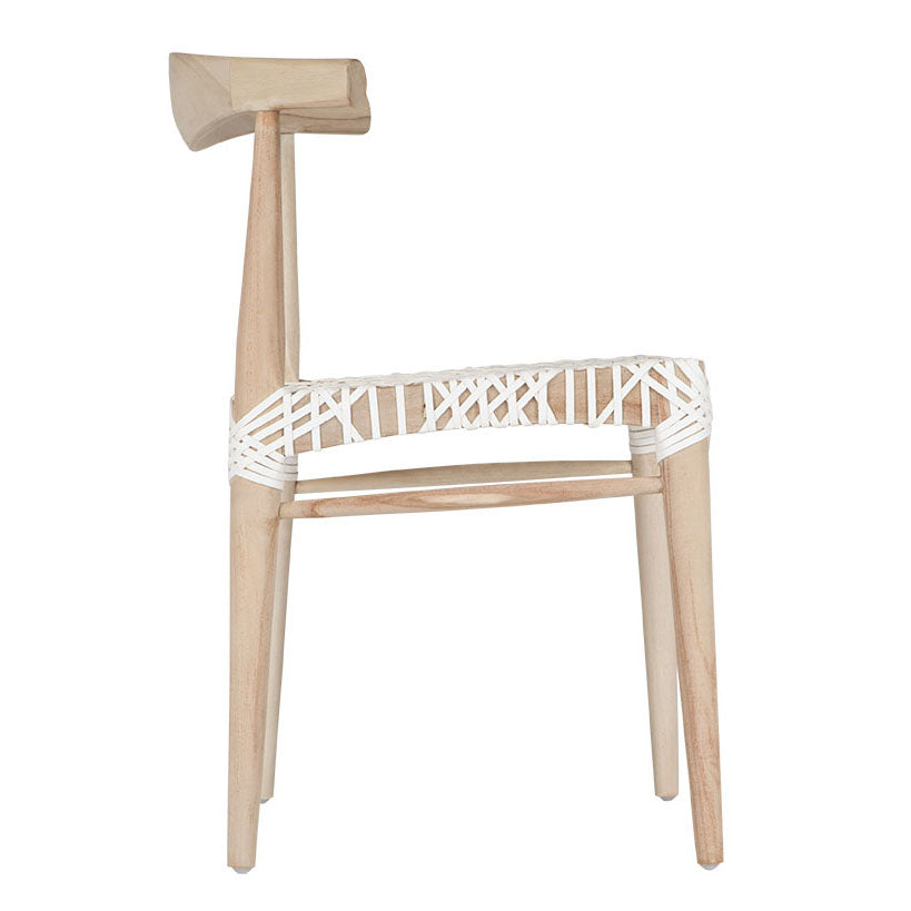 Sweni Horn Dining Chair | White | Leather